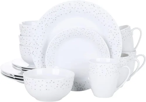 Vista 35 de VEWEET Annie - Vajilla de porcelana para 6 personas, 30 piezas, con platos y tazones, incluyendo cena, postre, sopa, tazas y platillos