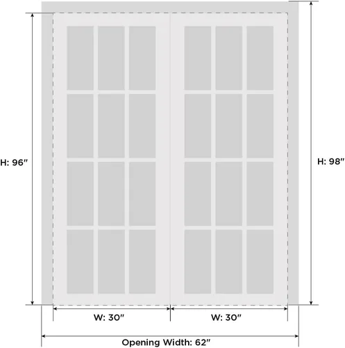 Vista 5 de SARTODOORS Felicia 3312 Puertas francesas interiores de doble oscilación con vidrio esmerilado, madera maciza, accesorios incluidos, 60x96, negro