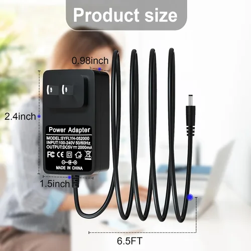 Vista 7 de Cable adaptador de corriente de 5 V para teléfonos Yealink SIP compatible con cargador de fuente de alimentación T54W, T29G, T46S, T46U, T48S, T48U