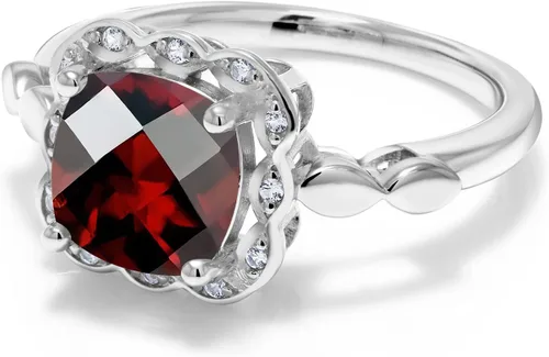 Vista 35 de Gem Stone King Anillo de compromiso de plata de ley 925 de 0.315 in con piedra natal y zafiro blanco creado Anillo de compromiso de boda