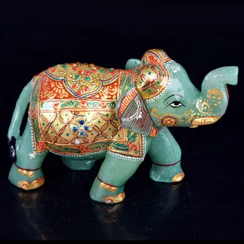 Vista 3 de GEMHUB Aproximadamente 6381.00 Ct Estatua de elefante con piedras preciosas de jade verde - Escultura de animal decorativa V-4431, Gema, Estatua