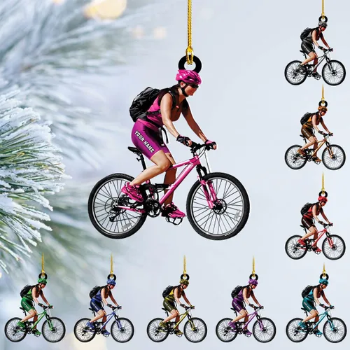 Vista 17 de Adorno personalizado para ciclismo de montaña, nombre personalizado y adorno para árbol de Navidad del año 2025, regalos de ciclista de montaña
