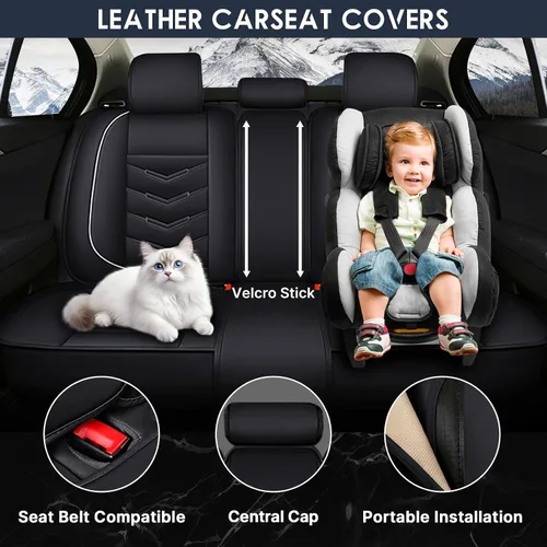 Vista 16 de Funda de asiento de auto de 2 asientos para Dodge Challenger 2000-2023, funda de cojín duradera, resistente al desgaste, impermeable, transpirable