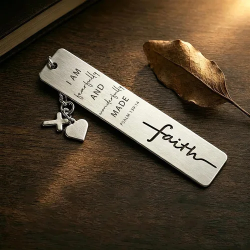 Vista 6 de Christian Self-Worth Bookmark, Inspirational Faith Gift with Psalm 139:14 Scripture, Spiritual Reading Accessory for Religious Book Lovers &
