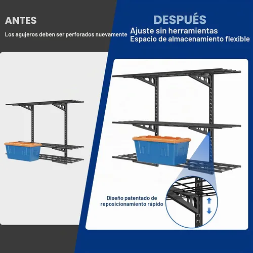 Vista 5 de FLEXIMOUNTS - Estantes de pared 12x36inch per Shelf Garage Floating Shelves, Heavy Duty Wall Mounted Shelve, 600lbs Weight Capacity, Black