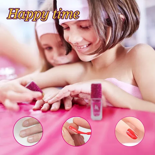 Vista 4 de M&U MAKE YOU UP MU - Juego de 7 esmaltes de uñas para niñas, no tóxicos, a base de agua, de secado rápido