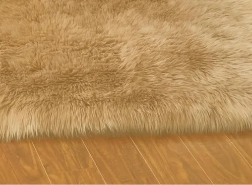 Vista 4 de LAMBZY Alfombra rectangular de piel de oveja sintética, súper suave, hipoalergénica, de felpa, lujosa alfombra de felpa sedosa para dormitorios