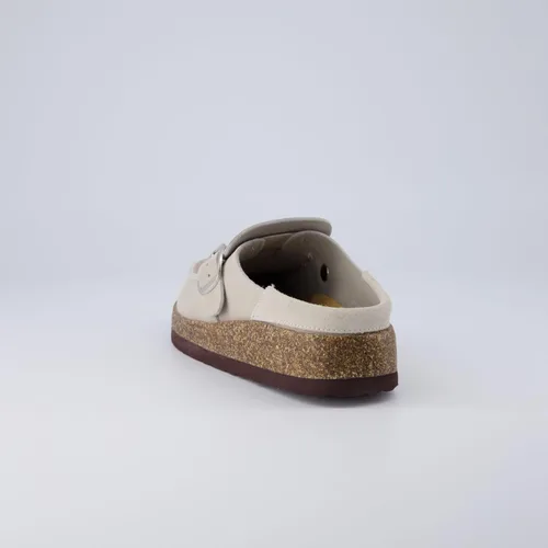 Vista 5 de CUSHIONAIRE Zueco de cuero genuino con plantilla de corcho para mujer con +comodidad