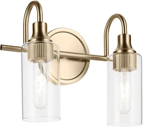 Vista 17 de Kichler Kavi - Lámpara de tocador de baño de 3 luces, bronce champán Champagne bronce