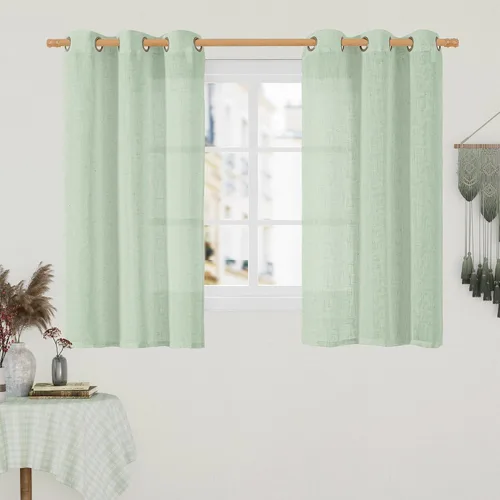 Vista 60 de LAMIT Cortinas de lino marrón caramelo para sala de estar, 84 pulgadas, de lino sintético, texturizado, filtrante de luz, paneles de privacidad