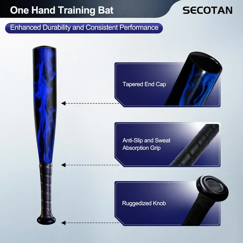 Vista 3 de Bate de béisbol de aluminio de una mano de 17 pulgadas, bate de sóftbol, para el hogar/coche/defensa personal, práctica de bateo, bate de aluminio