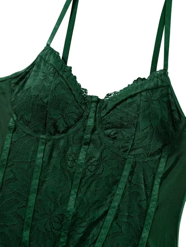 Vista 6 de Lilosy Sexy corsé tops de una pieza mujer salir body Verde militar