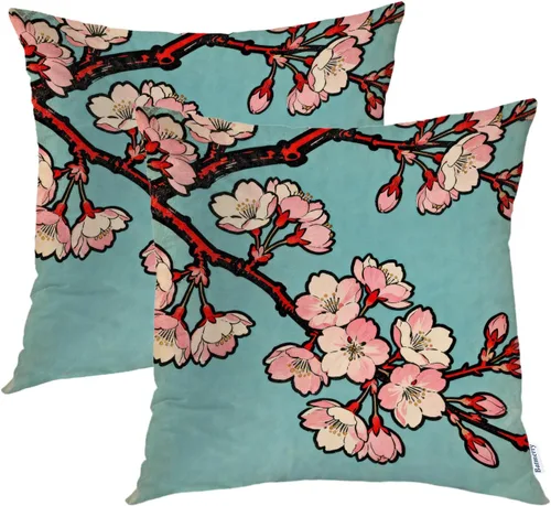 Vista 35 de Batmerry Fundas de almohada decorativas con estampado digital de hojas verdes y gatos negros con estampado digital para sofá, cama, cremallera