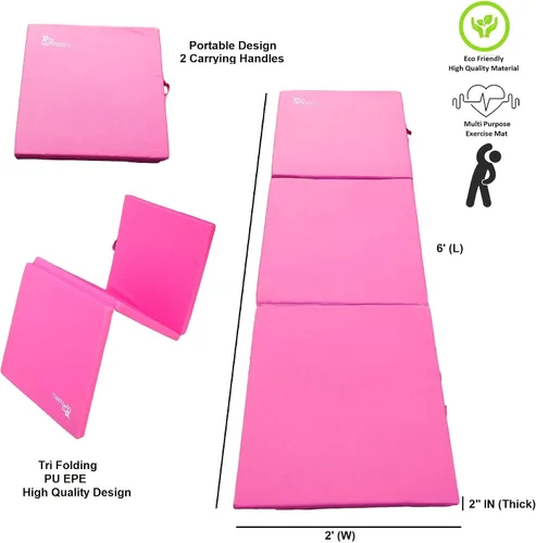 Vista 4 de Pro-Gymnastics - Tapete plegable de tres pliegues para ejercicio, 2 pulgadas de grosor, 6 x 2 pies, para gimnasia, yoga, aeróbicos, artes marciales