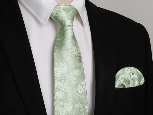 Vista 139 de Corbatas florales tejidas clásicas para hombre, corbata cuadrada de bolsillo, corbatas formales para hombres, boda con pañuelo