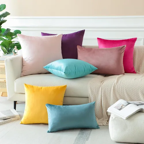 Vista 5 de OTOSTAR - Fundas de almohada decorativas de 16 x 16 pulgadas, fundas de cojín de terciopelo suave, fundas cuadradas para sofá, cama, sofá del hogar