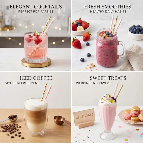 Vista 6 de Alink Pajitas de papel biodegradables Disposable Drinking Straws for Birthday, Wedding, Bridal Shower, Baby Shower, Christmas Decorations and