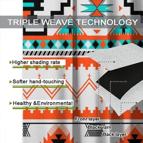 Vista 85 de Cortinas con patrón geométrico tribal, estilo suroeste, azteca, rústico, occidental, nativo americano, opacas, con bolsillo para barra, decoración