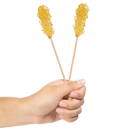 Vista 3 de Candy Envy - Gold Café Sugar Sticks Mini Rock Candy - 36 golosinas doradas envueltas individualmente - Sabor a azúcar original
