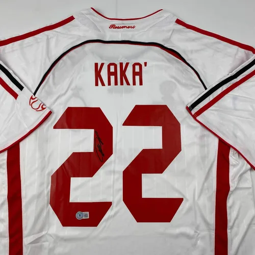 Vista 2 de Camiseta de fútbol blanca con Autógrafo Ricardo Kaka AC Milan Beckett BAS COA