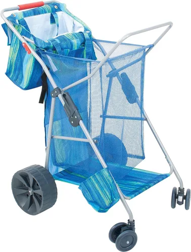Vista 10 de Rio Beach Wonder Wheeler Deluxe - Carrito plegable utilitario, para césped y playa, azul marino