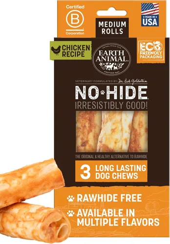Vista 27 de Earth Animal Masticables sin ocultar – de The Grill Rolls Bacon Cheeseburger Sabor Rawhide Free Medium Dog Chews – 3