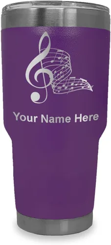 Vista 23 de LaserGram Vaso aislado al vacío de 20 onzas, notas musicales, grabado personalizado incluido (negro)