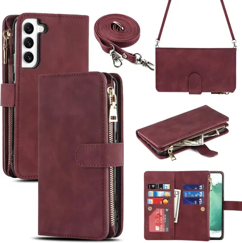 Vista 14 de iCoverCase para Samsung Galaxy S22 - Funda tipo cartera con soporte y bolsillos para tarjetas, funda de piel sintética con cierre magnético
