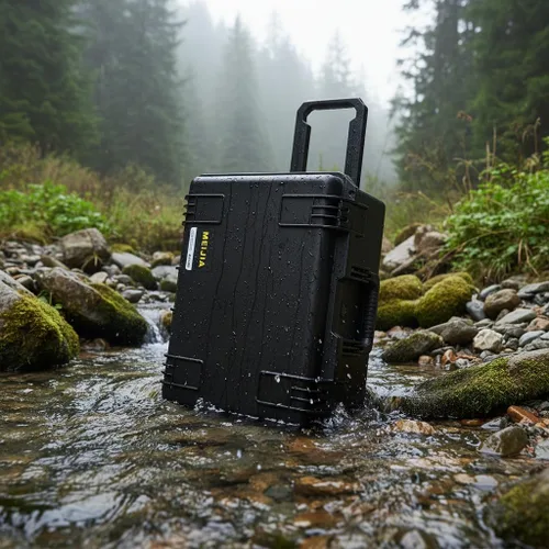 Vista 8 de MEIJIA Funda rígida portátil impermeable para todo tipo de clima, funda para cámara con espuma de ajuste personalizable, diseño ligero con mango