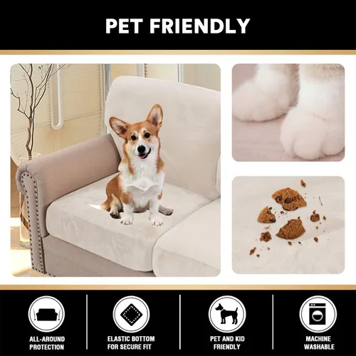 Vista 5 de PrinceDeco Fundas para sillas de terciopelo de varias piezas, fundas de cojín para sofá, fundas de cojín lavables, fundas de cojín de asiento