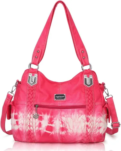 Vista 54 de Angel Barcelo - Bolsa de hombro amplia para mujer, diseño Hobo, cuero lavado
