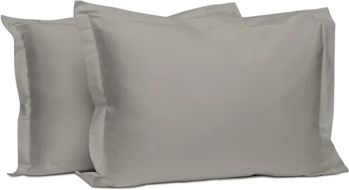 Vista 53 de Juego de 2 fundas de almohada de 100 % algodón puro, tamaño King, color plateado, lujosas fundas de almohada de algodón de fibra larga de 400 hilos