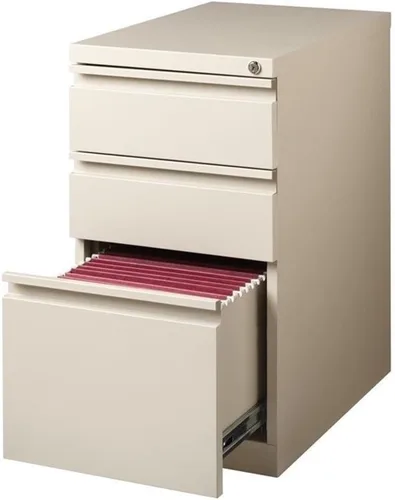 Vista 4 de Pemberly Row Archivador móvil de metal moderno de 27.75 pulgadas de alto x 15.00 pulgadas de ancho con 3 cajones en masilla con cerradura incluida