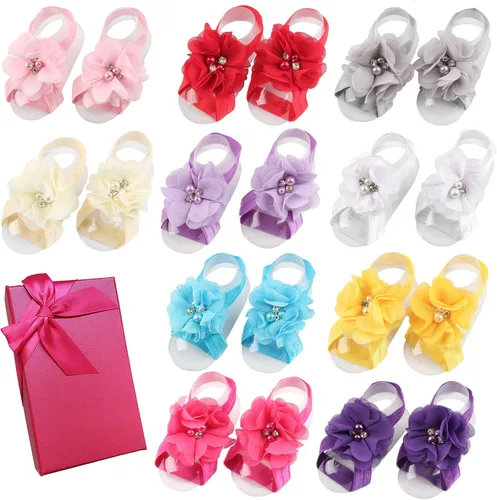 Vista 2 de Elesa Miracle - Sandalias descalzas para bebé con perlas Rhinstone