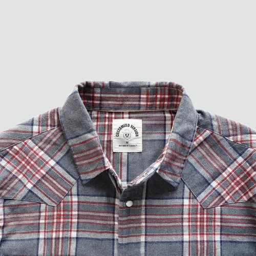 Vista 3 de Dubinik Camisa de franela para hombre, estilo vaquero occidental, con botones y perlas, para hombre, manga larga, vintage, a cuadros