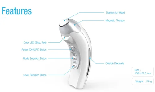 Vista 2 de Dispositivo de masajeador facial facial para el cuidado de la piel total Solución de belleza Vibración de iones galvánicos 5 en 1 Limpieza