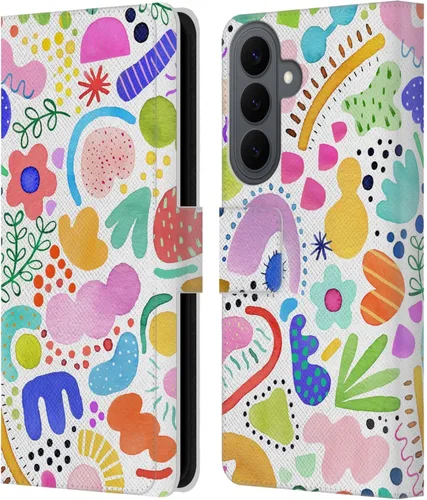 Vista 25 de Head Case Designs Officially Licensed Ninola Brushstrokes Black Summer Patterns Leather Wallet Case Compatible with Samsung Galaxy A07 4G