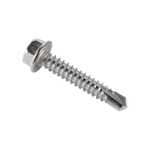 Vista 2 de Tornillos autoperforantes con cabeza hexagonal de arandela #14 x 4 (paquete de 20), tornillos autorroscantes de chapa metálica Tek, acero inoxidable