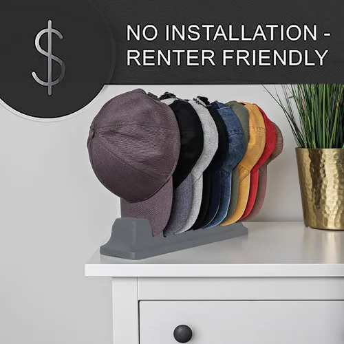Vista 4 de Organizador de sombreros, soporte para 10 gorras, no se instala en interiores (gris)