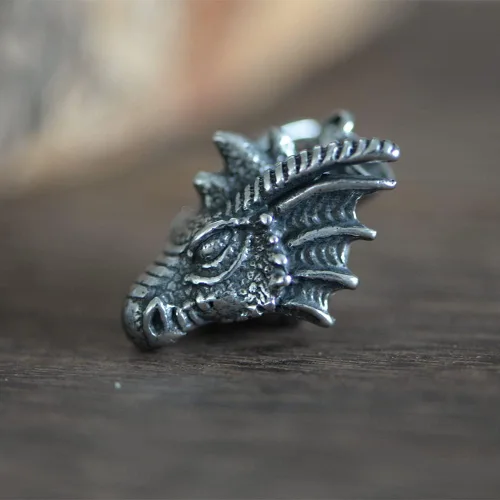 Vista 4 de Collar punk de acero inoxidable 3D Viking Dragon Collar para hombres Taliman Jewelry