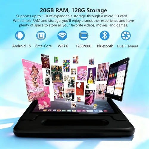 Vista 5 de NRKDUBQ Tablet infantil de 11 pulgadas Android 15 20GB + 128GB Octa-Core 8000mAh tableta Todder con funda a prueba de caídas, control parental, WiFi