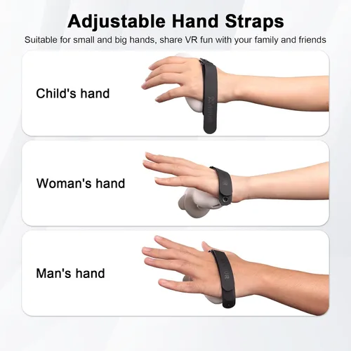 Vista 4 de AMVR Controller Grips Compatible with OculusMeta Quest 3 Accessories, Silicone Non-Slip Handle Cover, Adjustable Soft Hand Strap Fits for Big and