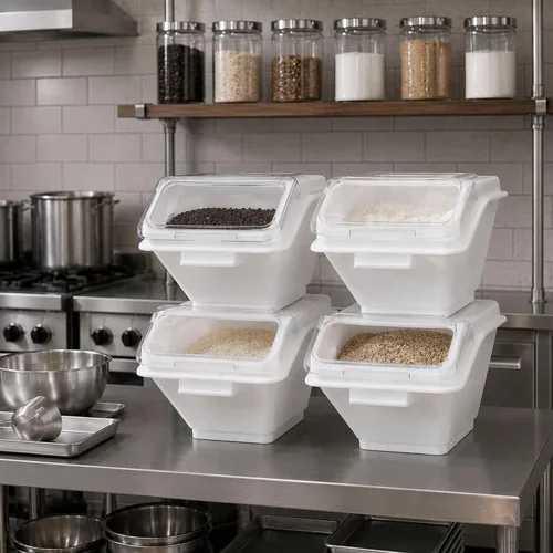 Vista 4 de Restaurantware Contenedor de ingredientes rectangular blanco de 2.6 galones