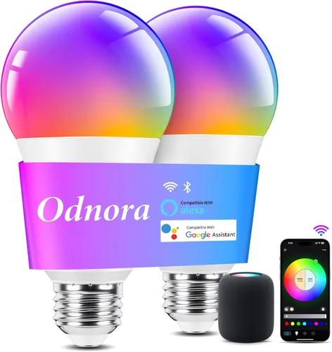 Vista 9 de Bombillas LED inteligentes, bombilla que cambia de color de 9 W, compatible con Alexa y Google Assistant, bombillas Bluetooth WiFi de 2.4 GHz