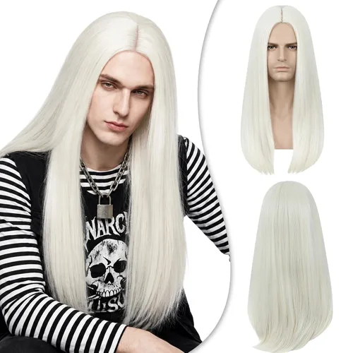 Vista 10 de Creamily Peluca marrón para hombre, disfraz de pelo corto, estilo cosplay marrón (Brown-1)