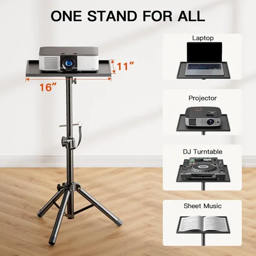 Vista 3 de AMADA Soporte para proyector, soporte para laptop con altura ajustable de 22 a 36 pulgadas, soporte de proyector resistente como bastidores de DJ