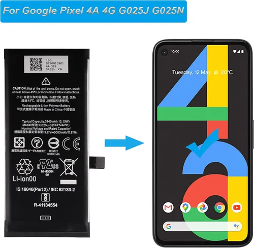 Vista 5 de G025J-B - Batería de repuesto para Pixel 4A 4G compatible con Google Pixel 4A 4G G025J G025N con herramientas