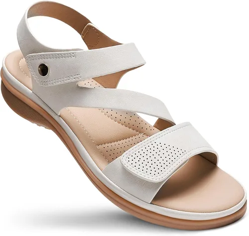 Vista 9 de Littleplum - Sandalias para mujer con soporte de arco - Sandalias planas cómodas para mujer, zapatos ortopédicos ajustables transpirables