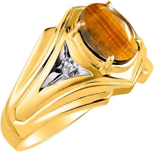 Vista 3 de RYLOS Anillos de oro amarillo de 14 quilates para hombre, estilo clásico de diseñador de 0.354 x 0.276in, piedras preciosas ovaladas y auténticas