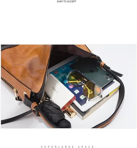 Vista 5 de Bolso de mano de moda para mujer, bolso de hombro, asa superior, juego de 4 piezas